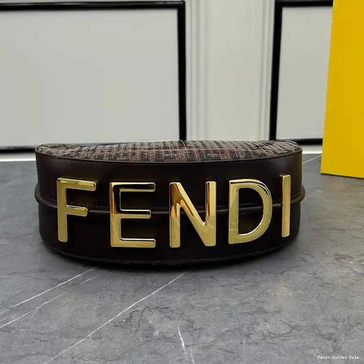 Cheap In with Hobo FF Brown Sequins Small Bag Fendi Motif Fabric Fendigraphy 0705